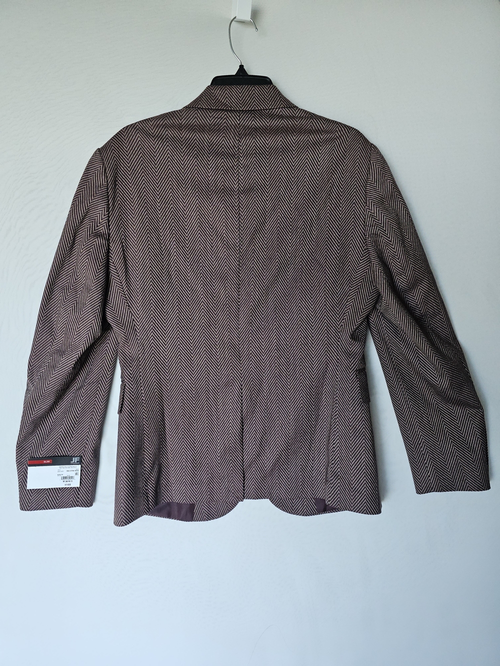 JF J.Ferrar Burgundy Herringbone Slim Fit Blazer Blazer Jacket - Size M (38/40S) - Picture 3 of 16